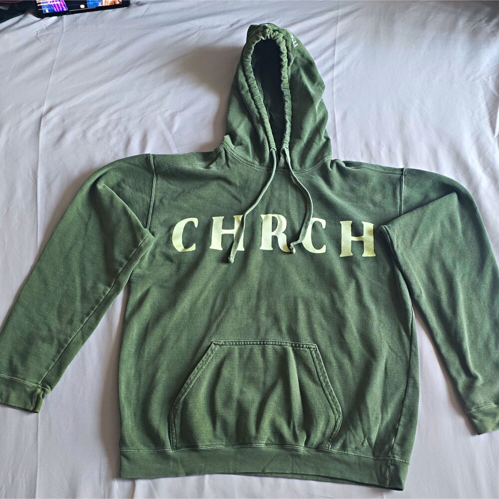 Cowboy Colleagues Men's Pullover Fleece Hoodie CHRCH Graphic Pockets Green M